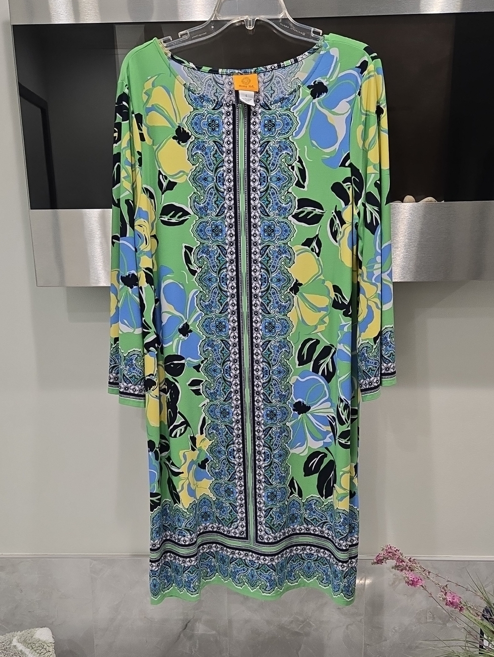 Ruby Rd. Green Floral Long-Sleeve Shift Dress